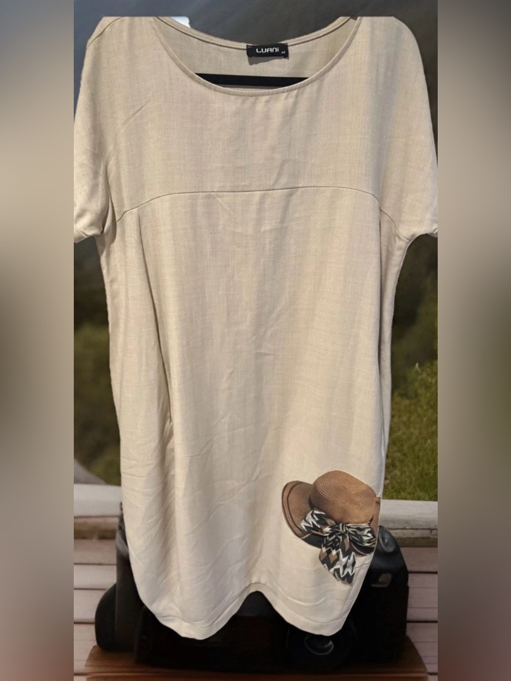 Luani Linen Midi Dress Women’s Size 44/M Oat Short Sleeve Art To Wear Lagenlook